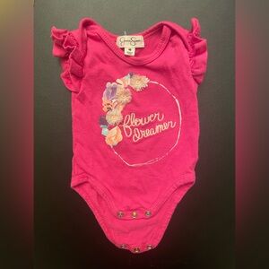 ☀️Jessica Simpson Pink Baby Bodysuit with Floral Print